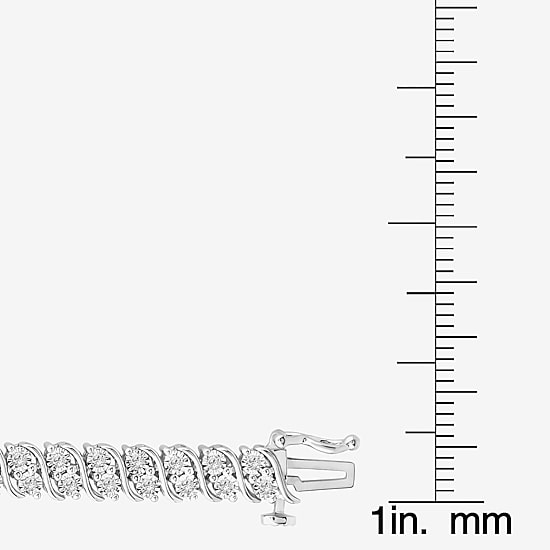(I1/ I) Womens 1 CT. T.W. Lab Grown White Diamond Sterling Silver 7.5 Inch Tennis Bracelet