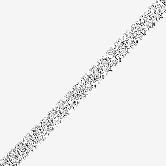 (I1/ I) Womens 1 CT. T.W. Lab Grown White Diamond Sterling Silver 7.5 Inch Tennis Bracelet