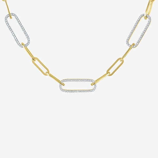 Diamond Addiction (G-H / I1-I2) Womens 1/2 CT. T.W. Lab Grown White Diamond 14K Gold Over Silver Sterling Silver Paperclip 18 Inch Pendant Necklace