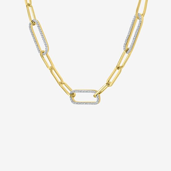 Diamond Addiction (G-H / I1-I2) Womens 1/2 CT. T.W. Lab Grown White Diamond 14K Gold Over Silver Sterling Silver Paperclip 18 Inch Pendant Necklace