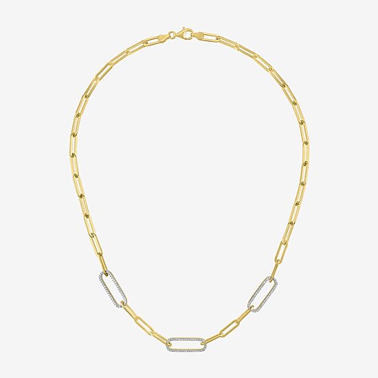 Diamond Addiction (G-H / I1-I2) Womens 1/2 CT. T.W. Lab Grown White Diamond 14K Gold Over Silver Sterling Silver Paperclip 18 Inch Pendant Necklace