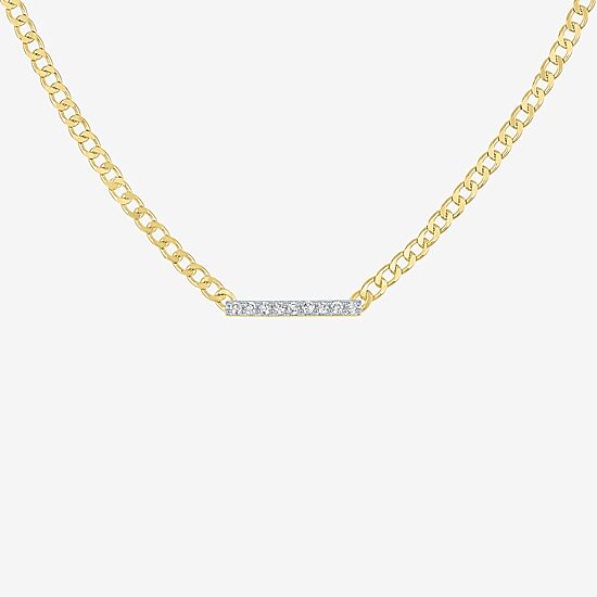 Diamond Addiction (G-H / Si2-I1) Womens 1/10 CT. T.W. Lab Grown White Diamond 14K Gold Over Silver Sterling Silver Bar 18 Inch Pendant Necklace
