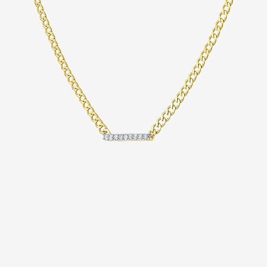Diamond Addiction (G-H / Si2-I1) Womens 1/10 CT. T.W. Lab Grown White Diamond 14K Gold Over Silver Sterling Silver Bar 18 Inch Pendant Necklace