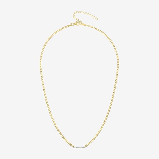 Diamond Addiction (G-H / Si2-I1) Womens 1/10 CT. T.W. Lab Grown White Diamond 14K Gold Over Silver Sterling Silver Bar 18 Inch Pendant Necklace