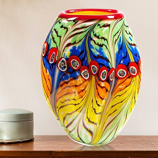Dale Tiffany Peacock Feather Art Glass Vase, Color: Multi - JCPenney