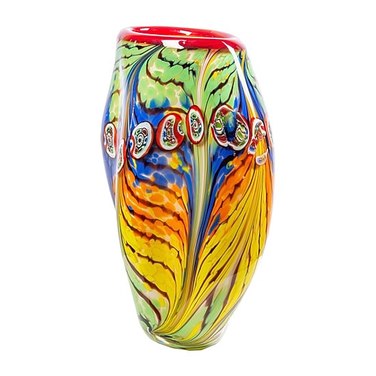 Dale Tiffany Peacock Feather Art Glass Vase