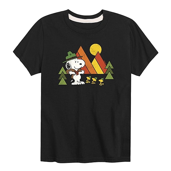 Snoopy And Woodstock Camping Little & Big Kid Boys Crew Neck Short Sleeve Regular Fit Peanuts Snoopy Graphic T-Shirt