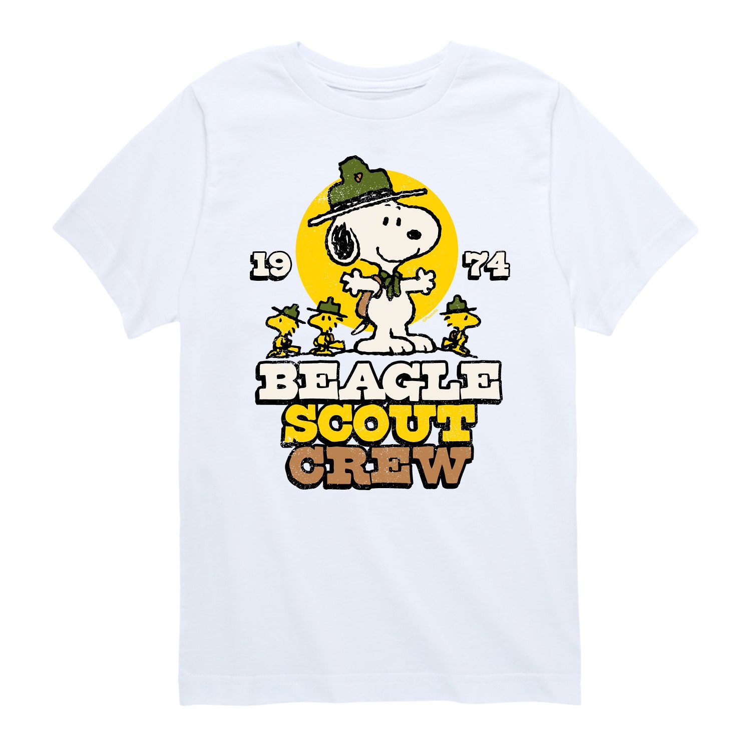 Camping Snoopy Beagle Scout Crew Little & Big Kid Boys Neck Short Sleeve Regular Fit Peanuts Graphic T-Shirt