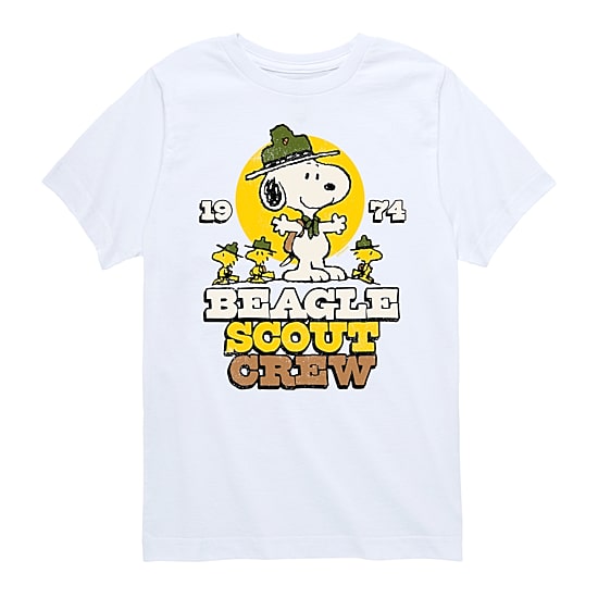 Camping Snoopy Beagle Scout Crew Little & Big Kid Boys Crew Neck Short Sleeve Regular Fit Peanuts Snoopy Graphic T-Shirt