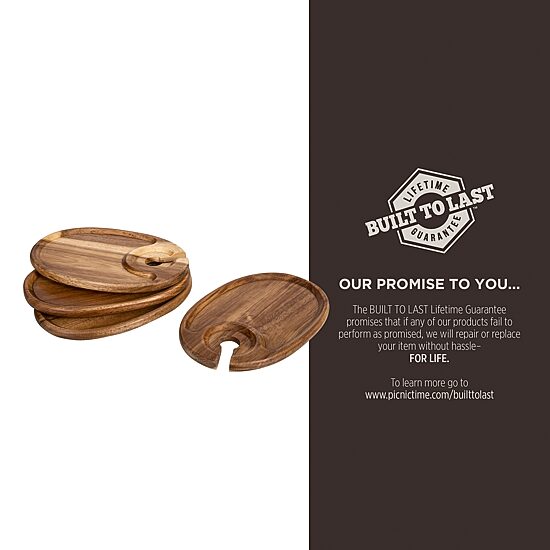 Picnic Time Wood 4-pc. Appetizer Plate