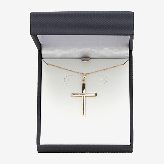 Mens 14K Gold Cross 22 Inch Pendant Necklace