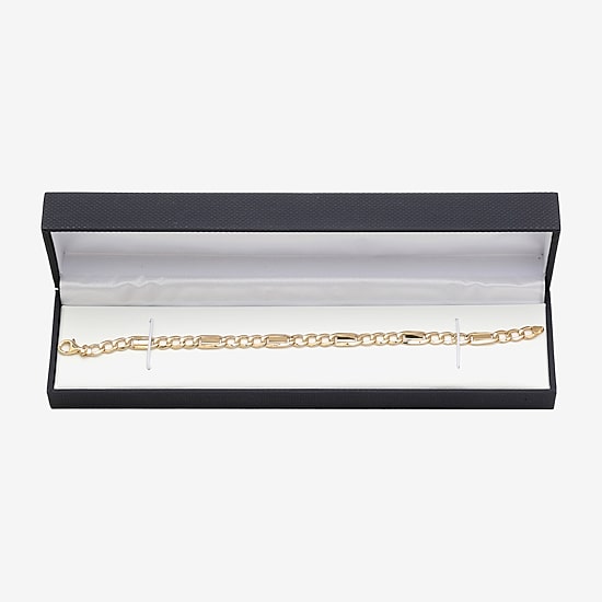 Made in Italy Unisex Adult 10K Gold 8 1/2 Inch Hollow Link Chain Bracelet
