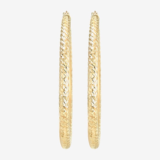 14K Yellow Gold Diamond-Cut 50mm Hoop Earrings