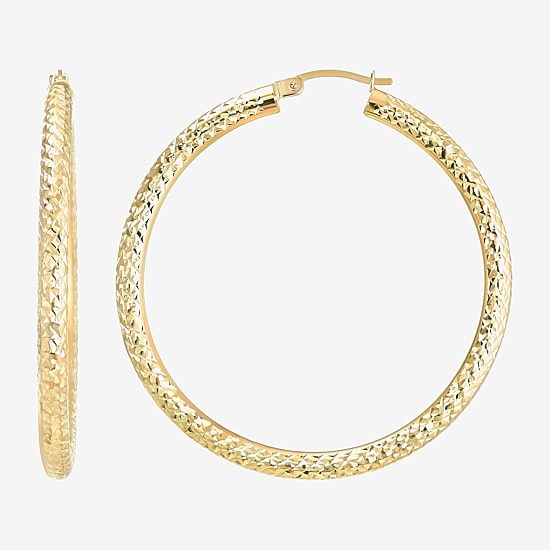 14K Yellow Gold Diamond-Cut 50mm Hoop Earrings