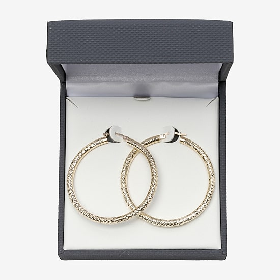 14K Yellow Gold Diamond-Cut 50mm Hoop Earrings