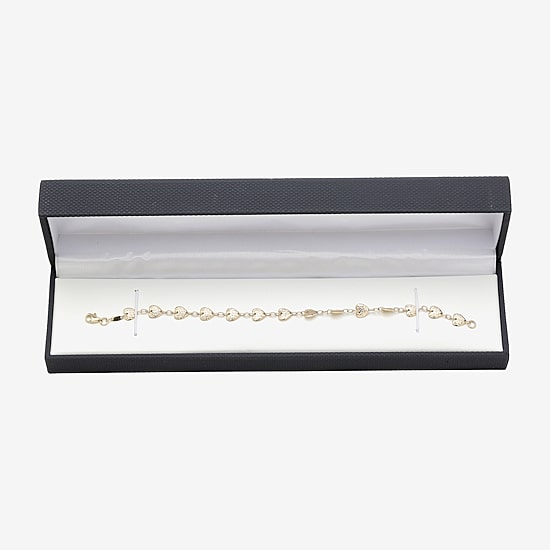 Womens 10K Gold Heart Charm Bracelet