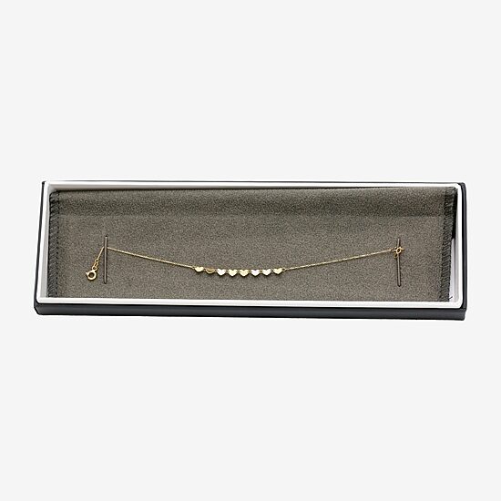 Womens 10K Gold 7.25 Inch Solid Link Heart Chain Bracelet