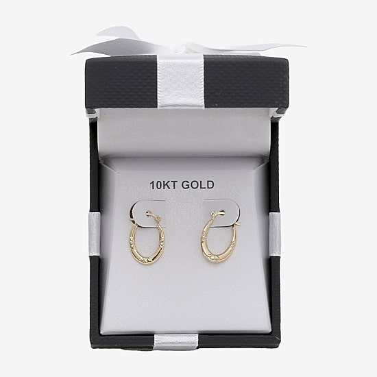 Womens 10K Gold 15mm Round Hoop Earrings