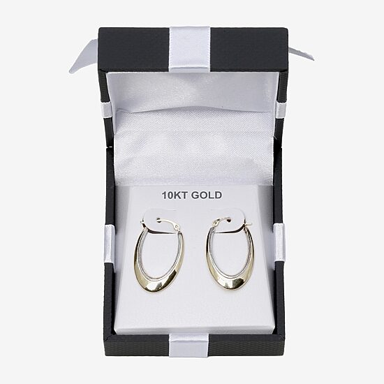 Womens 10K Two Tone Gold 25mm Round Hoop Earrings