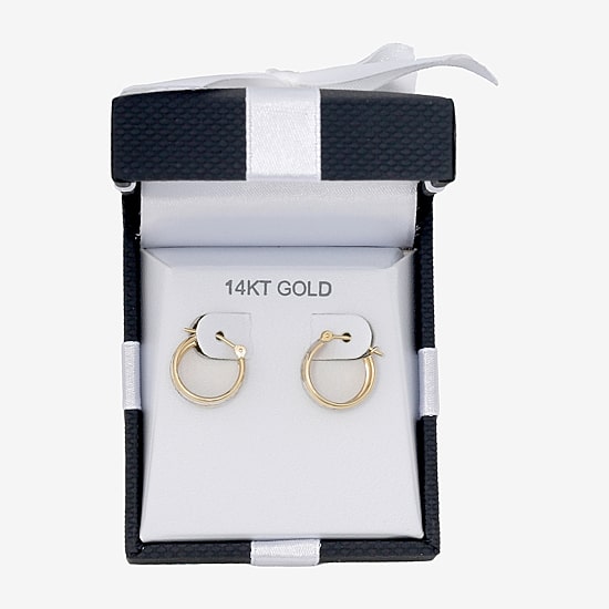 14K Two-Tone Gold 15mm Small Band Hoop Earrings