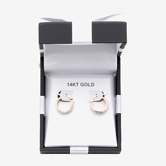 Womens 14K Gold 12mm Round Hoop Earrings