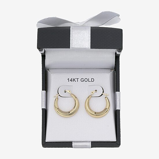 Womens 14K Gold 17mm Round Hoop Earrings