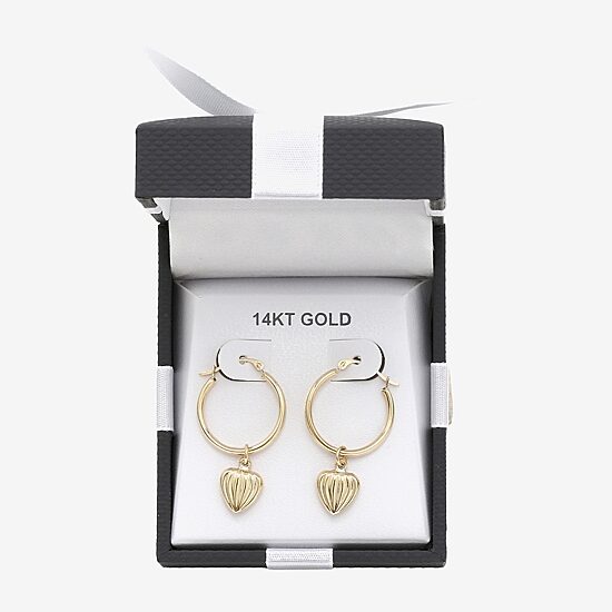 Womens 14K Gold 30mm Round Hoop Earrings