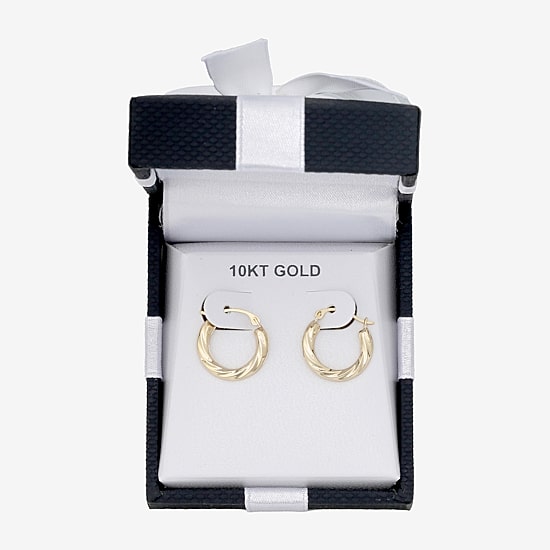 Womens 10K Gold 15mm Oval Hoop Earrings