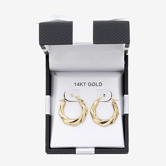 Womens 14K Gold 20mm Round Hoop Earrings