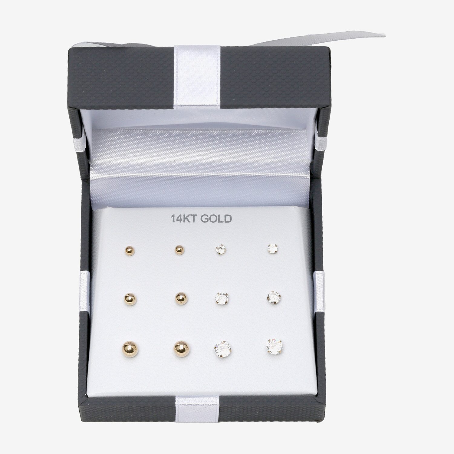14K Gold & Cubic Zirconia Ball 6-pr. Earring Set