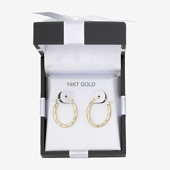 Womens 14K Gold 18mm Oval Hoop Earrings