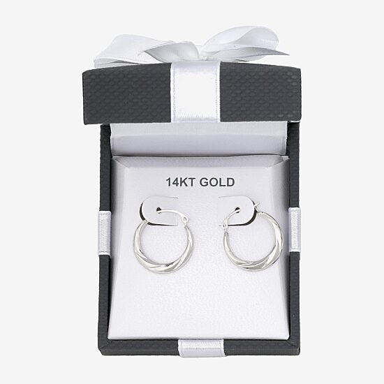 Womens 14K Gold 18mm Round Hoop Earrings
