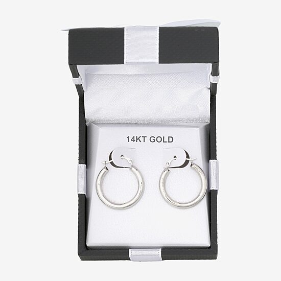 Womens 14K Gold 20mm Round Hoop Earrings