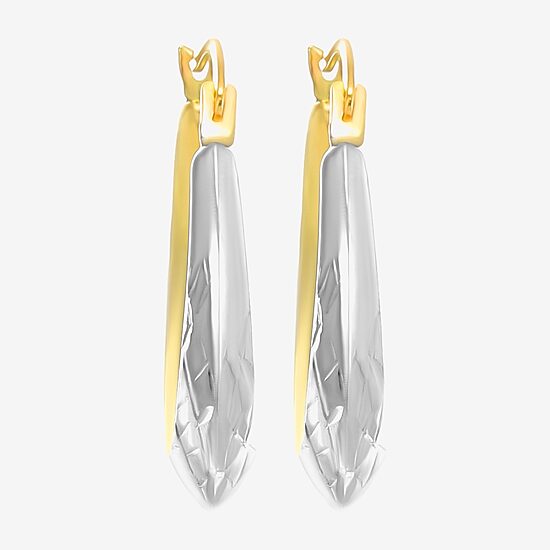 Womens 14K Two Tone Gold 20.9mm Round Hoop Earrings