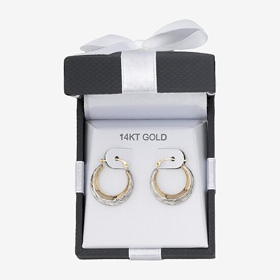Womens 14K Two Tone Gold 20.9mm Round Hoop Earrings