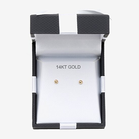 14K Gold 3mm Round Stud Earrings
