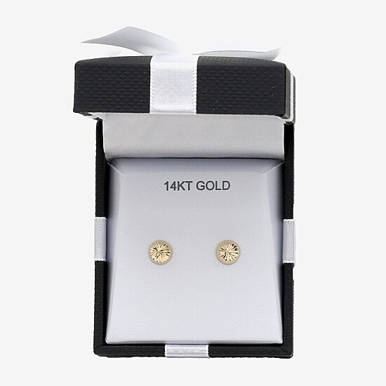 14K Gold 13mm Round Stud Earrings