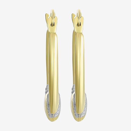 Two-Tone Heart Hoop Earrings 14K Gold