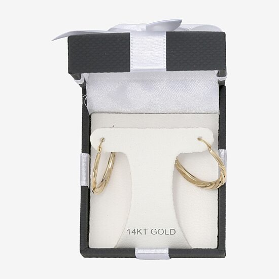 14K Yellow Gold Patterned Hoop Earrings