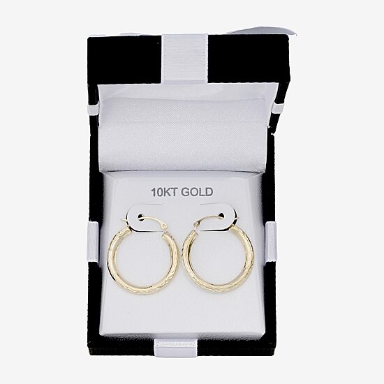 Womens 10K Gold 22mm Round Hoop Earrings
