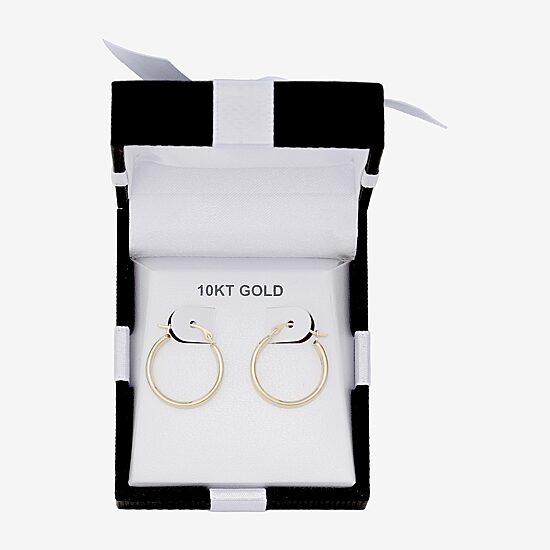 Womens 10K Gold 18mm Round Hoop Earrings