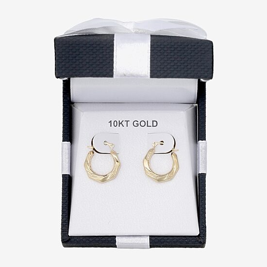 Womens 10K Gold 13mm Round Hoop Earrings