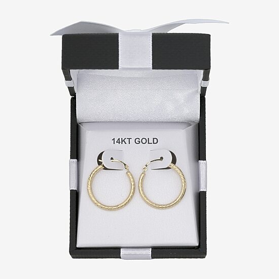 Womens 14K Gold 20mm Round Hoop Earrings