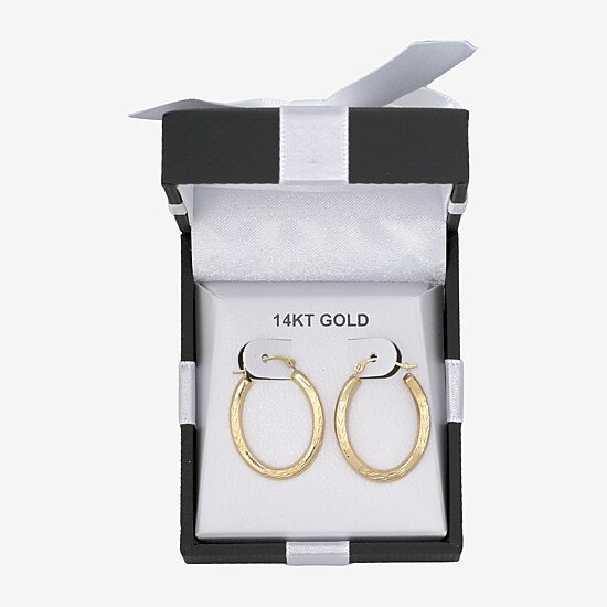 Womens 14K Gold 22mm Oval Hoop Earrings