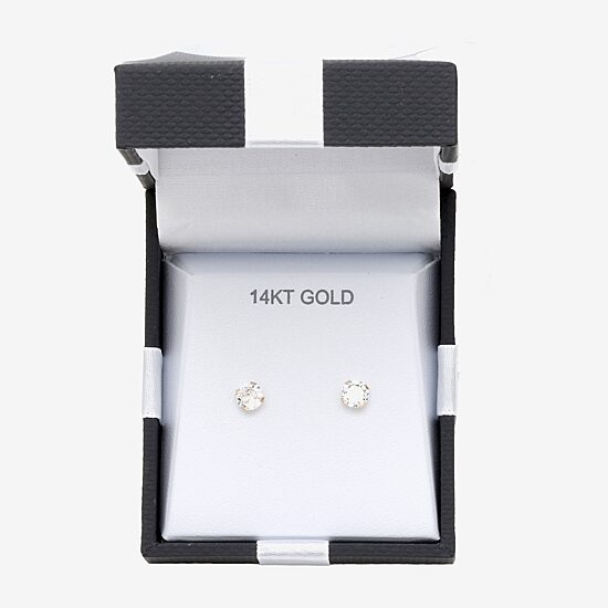 Cubic Zirconia 14K Gold 5mm Round Stud Earrings