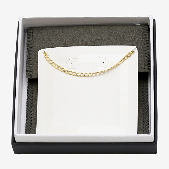 Womens 10K Gold 9 Inch Hollow Curb Ankle Bracelet