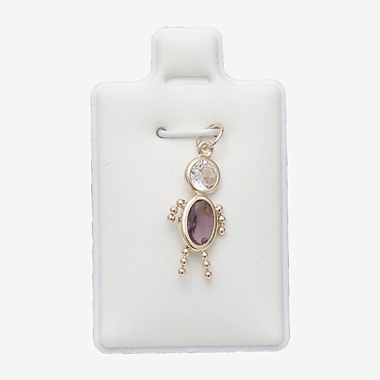 10K Gold February Birthstone Babies Boy Charm