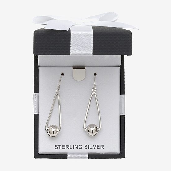 Womens Sterling Silver Ball Round Drop Earrings