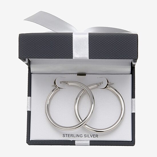 Womens Sterling Silver 44.5mm Round Hoop Earrings