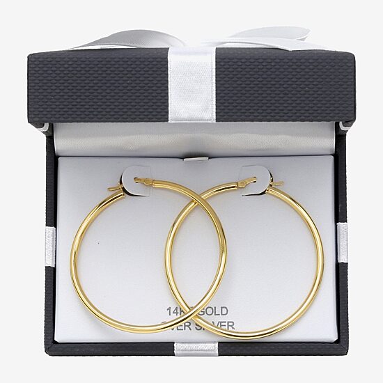 Womens 14K Gold Over Silver 50mm Round Hoop Earrings